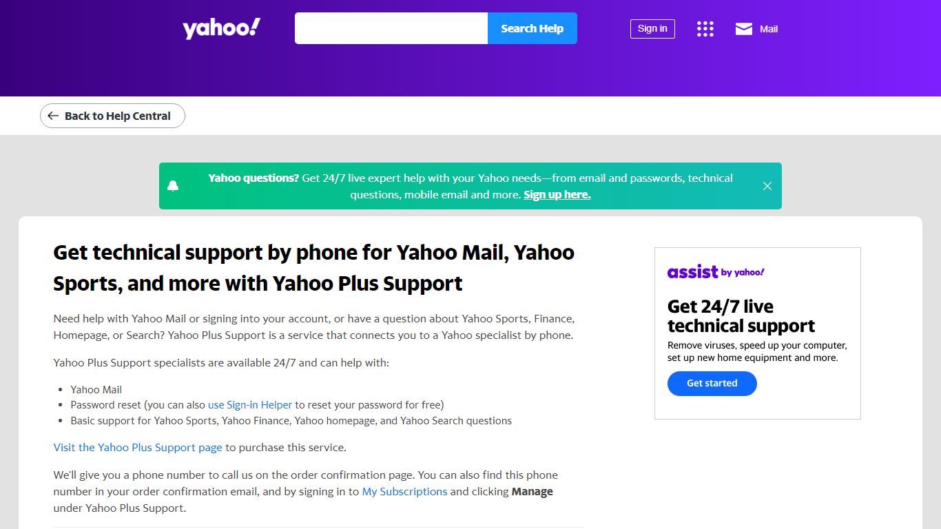 Get technical support by phone for Yahoo Mail, Yahoo Sports, and more ...