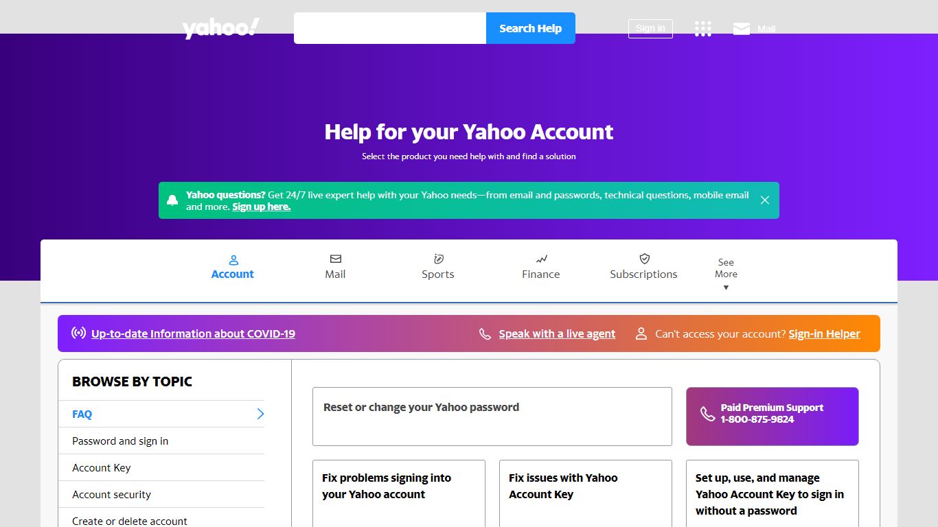 Help for your Yahoo Account